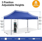 COBIZI 10x20 Pop up Canopy Tent 10x20 Canopy with 6 Sidewalls Waterproof Heavy Duty Commercial Canopy Tent for Parties Outdoor Garden Gazebo, Carry Bag with Wheel(10x20ft, Dark Blue)