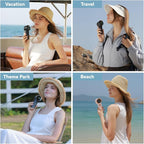 Mini Face Fan For Skincare: Portable Small Pocket Handheld Personal Rechargeable Battery Operated USB Charger Keep Your Makeup For Travel Beach (Pink)