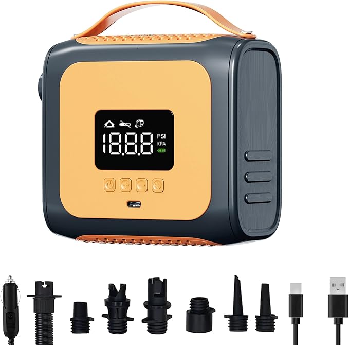 Zetta 138 SUP Pump 20PSI High Pressure Paddle Board Pump Quick Portable SUP Air Pump,Auto-Off &12V DC Car,6 Nozzles for for Inflatable Stand up Paddle Boards,Boats,Inflators