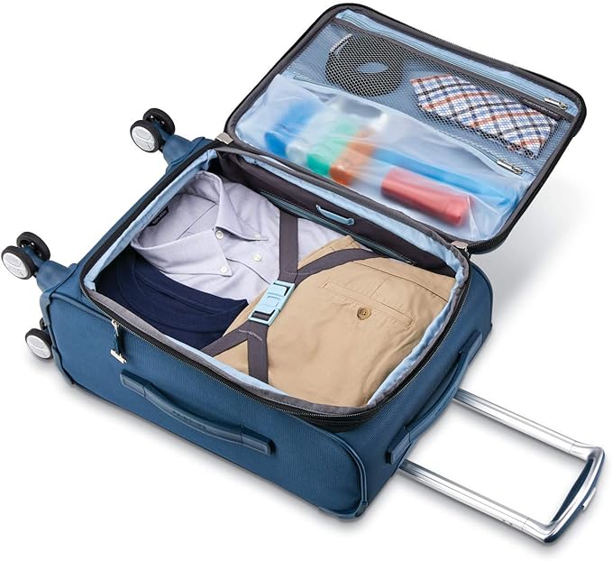 Samsonite Solyte DLX Softside Expandable Luggage with Spinner Wheels, Mediterranean Blue, Carry-On 20-Inch