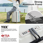 Hanke Multifunctional 26 Inch Checked Luggage Hard Shell Suitcases with Wheels Travel Trunk Style Luggage Large Rolling Suitcase for Women Men(Ivory White)