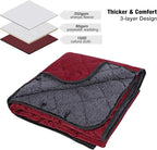 REDCAMP Large Camping Blanket with Sherpa Lining, Cold Weather Warm Outdoor Blanket Windproof for Camping Stadium, Machine Washable 59"x 79" Red