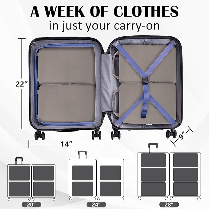 Large Compression Packing Cubes for Travel Accessories, 2 Set Compression Bags Travel Cubes for Packing Suitcase Luggage Organizer Bags Set, Khaki