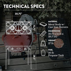 Gas One Propane Double Burner Two Burner Camp Stove with Windscreen Outdoor High Pressure Propane 2 Burner Adjustable PSI Regulator and 4ft Steel Braided Hose With Removable Legs