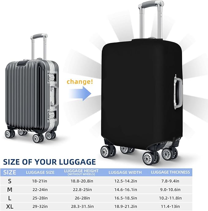 K Alphabet Design Custom Travel Luggage Cover Tag Set TSA Approved Vintage Letter Print Suitcase Protector Men Women (S 18-21 Inch Luggage)