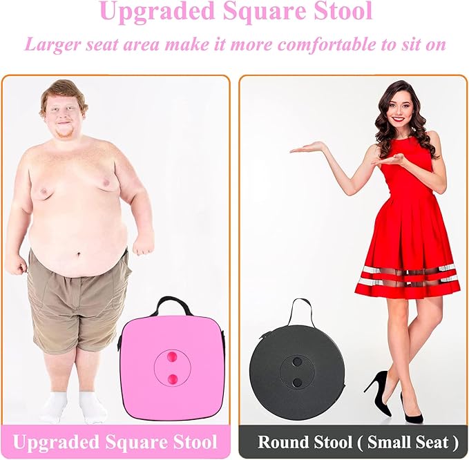 Fishboy Upgraded Square Collapsible Stool, 400lbs Max Weight, Lightweight But Sturdy, Portable Retractable Folding Telescoping Foldable Camping Stool for Adults Outdoor Fishing Hiking Travel BBQ