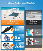 Beach Tent Sun Shelter, 10 x 10 FT Beach Canopy Tent Sun Shade, UPF50+ Tents Canopy with 8 Sandbags & 4 Stability Poles, Outdoor Tents for Camping Fishing, Coconut Tree