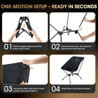 MOON LENCE Portable Snap-Lock Camping Chair, Folding Compact Chair, Lightweight Foldable Backpacking Support 330 lbs (Black)