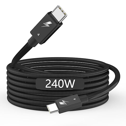 [Intel Certified]Long Thunderbolt 4 Cable,6.6FT USB C Nylon Braided Cable, 240W Fast Charging Supports 8K Displays/40Gbps Data Transfer Compatible with USB 4,Thunderbolt 3/4,Flexible Cord for MacBook