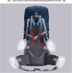 Bseash 60L Waterproof Hiking Camping Backpack with Rain Cover, Lightweight Outdoor Sport Travel Daypack for Climbing Touring (Blue)