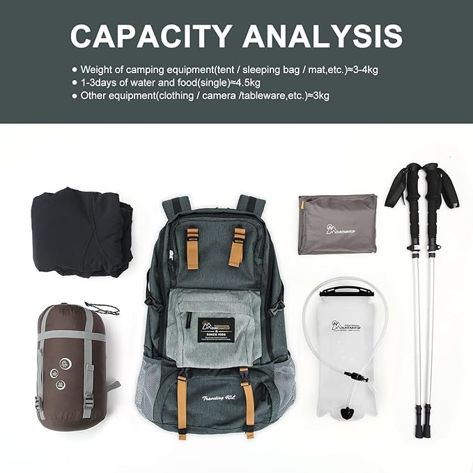 MOUNTAINTOP 40L Hiking Backpack Lightweight Travel Backpack for Men&Women Outdoor Camping Backpacking