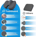 TushGuard Seat Cushion for Office Chair Memory Foam Non-Slip Cushion Back, Relief Chair Pad, Butt Pillow for Office, Car, Computer Desk, Grey, X-Large