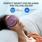 YFONG Weighted Sleep Mask, Women Men 3D Eye Mask Blocking Lights Sleeping Mask (4.2oz/120g), Pressure Relief Night Sleep Eye Mask with Adjustable Strap, Eye Cover Blindfold for Travel Nap Yoga, Purple