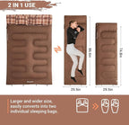 KingCamp Double Sleeping Bag for Adults, Queen Size 2 Person XXL Flannel Sleeping Bag, Waterproof Lightweight Flannel Quilt with 2 Pillows, Perfect for Couples Family Camping Hiking