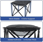 Padded Camping Stool, 18 Inch Oversized Camping Foot Rest, 500lb Camping Chairs Outdoor Footstool Portable Camping Ottoman for Camping Gardening Fishing w/Storage Net Carry Bag (2, Black)