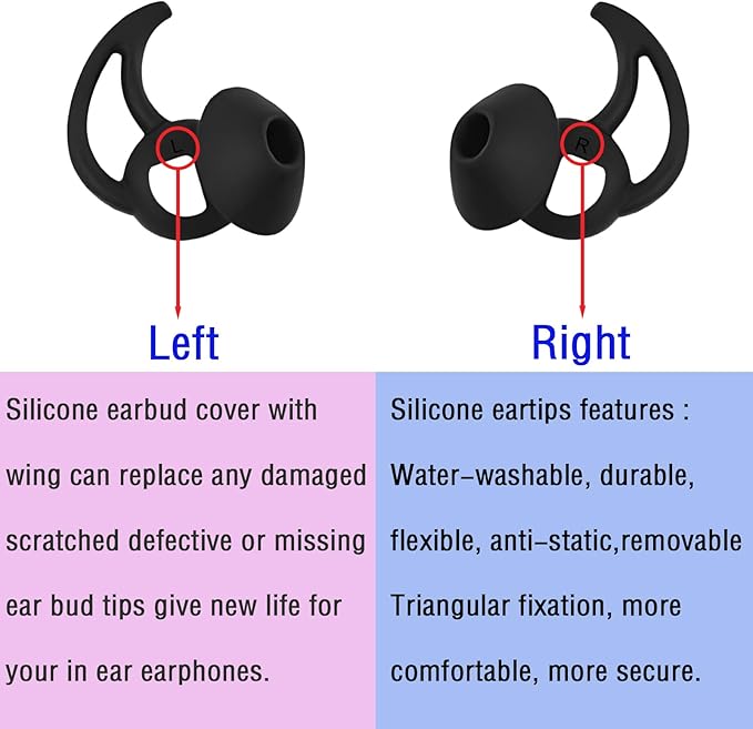 Medium Replacement Earbud Tips Silicone Ear Tips Compatible with Bose Quietcomfort and Sport Headphone Earbud Covers Ear Bud Tips 3 Pairs