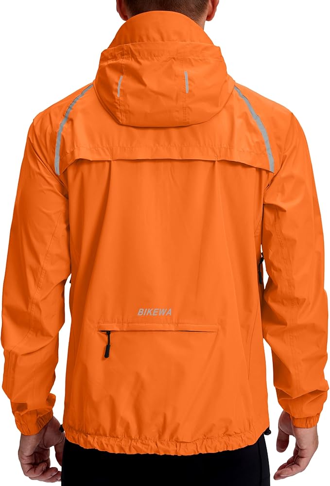 Men's Cycling Rain Jackets Waterproof Running Bike Windbreaker Lightweight Packable Hooded Jacket