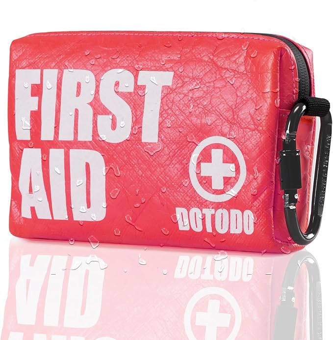 Emergency First Aid Kit Survival - Dotodo Car Medical Kit | Portable Emergency Kit for Trave, Home, Sports, Camping, Dorm, RV, Workplace (Red, 125 PCS)