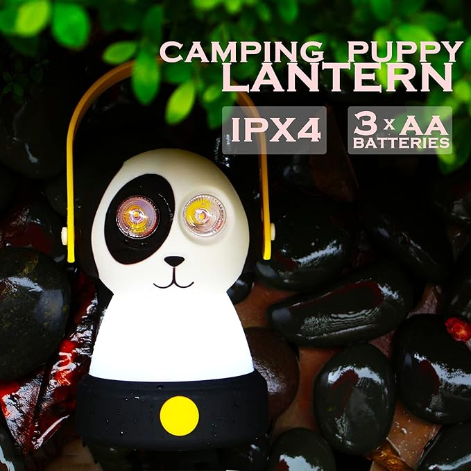 Outdoor Equipment LED Camping Lantern & Headlamp Set for Kids, FANT.LUX Battery Powered Night Light for Emergency, Hurricane, Lightweight Tent Lamp - Owl (Dog Set)