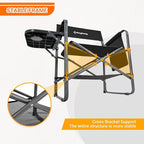 KingCamp XXL Oversized Directors Chair with Side Table, Heavy Duty Camping Chairs 600lbs with Cooler Bag, Portable Folding Camp Chair with Wide Seat for Camping Hiking Fishing Lawn Outdoor and Sports