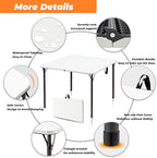 34" Camping Table, Portable Square Camping Card Table with Collapsible Legs & Carrying Handle, Plastic Tables for Outdoor Cooking,Camping,Picnic, Office, Party, White