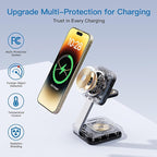 2026 Traveling Wireless Mag-Safe Fast Charging Station,Magnetic 3 in 1 Charger with iPhone 17 16 15 14 13 12 Pro Max Plus,Apple Watch Series & Air pods 4 3 2 Pro-Gifts for Wife & Husband(Black)