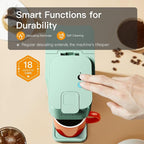 Mini Hot and Iced Coffee Maker Single Serve, for K Cup and Ground, 6 to 14 Oz Brew Sizes, with Recipe Book, for Home, Travel, RV, Office and Dorm, Mint