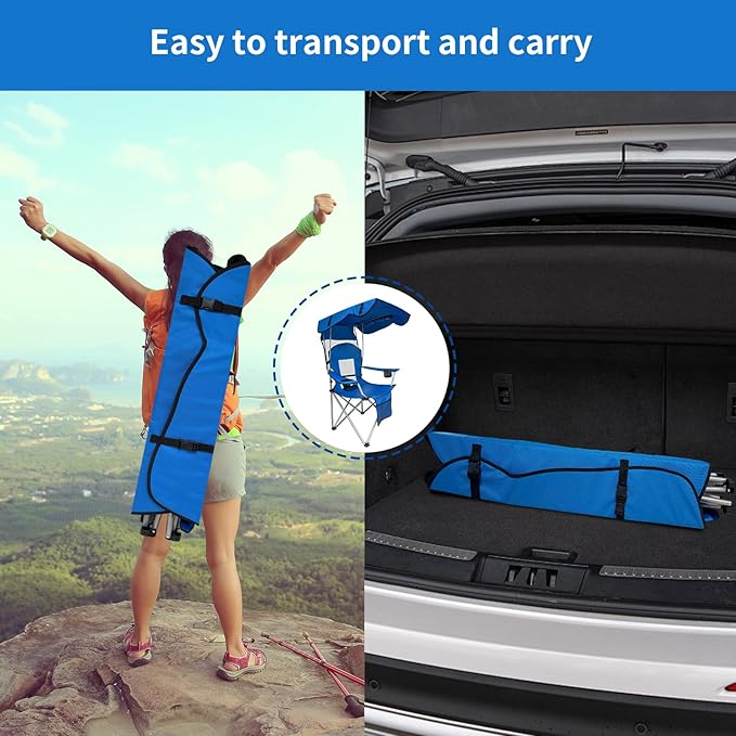 Portable Folding Camping Chair - Lightweight, Durable Outdoor Chair for Camping, Fishing, Beach, Lawn, and More - Comfortable Folding Chairs for Outside Activities (Blue)