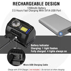 EverBrite Rechargeable Headlamp, LED Bright Motion Sensor Head Lamp Flashlight with 9 Modes, Adjustable Headlight for Adults with White Red Light, Water Resistant, Black, for Hiking, Running, Camping