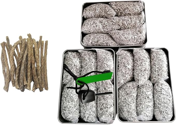 Magnesium Fire Starter Kit with Ferro Rod – Emergency Survival Fire Starting Gear with Pre-Shaved Magnesium & Fire Ropes – Waterproof Outdoor Kit for Camping, Hiking, Bushcraft