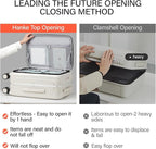 Hanke 24 Inch Checked Luggage PC Hard Case Luggage Top Opening Aluminum Frame Travel Luggage Suitcases with Wheels for Woman Men.(Ivory white)