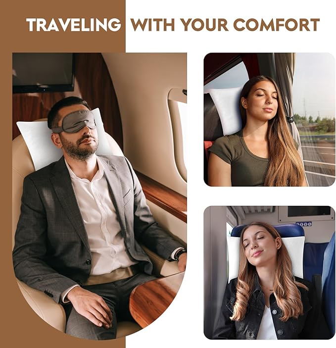 Small Shredded Memory Foam Pillow, Camping Pillow Travel Pillow - Compressible Medium Firm, Breathable Cover, Ideal Backpacking Hiking, Airplane and Car (Off-White, M)