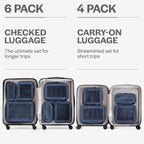 Compression Packing Cubes for Travel - Luggage Organizer Bags - Double Zipper Packing Cubes for Suitcases (4-Pack, Dark Blue)