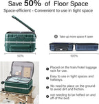 Hanke 24 Inch Checked Luggage Front Opening Rolling Suitcase Hard Sided Luggage with Spinner Wheels Travel Luggagefor Woman Men.(Dark Green)