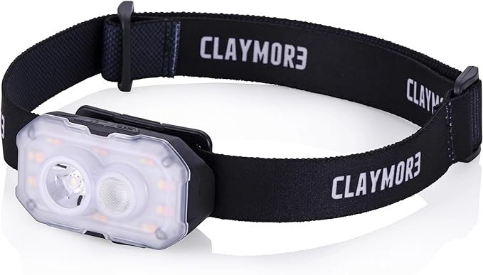 Claymore HEADY+ Black Rechargeable Wearable Light – 600 Lumens HeadlampMode 6 Light Mode 90° Adjustable Beam IP54 Water-Resistant USB-C Rechargeable Up to 70 Hrs Runtime for Camping, Running, Outdoor