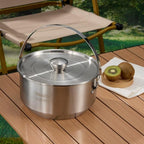 Camping Cookware Set 304 Stainless Steel 10pcs Pots & Pans,Kettle, Travel Mesh Bag for Camping, Trekking, Backyard Picnic & Backpacking Gear