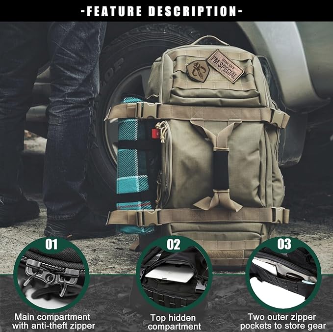 Miramrax Travel Duffle Bag Backpack for Men - Large Tactical Bags Weekender Gym Bag for Overnight Traveling Military Workout Deployment Sports (Coyote, 45L)