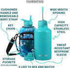64 Oz Insulated Water Bottle with Strap Stainless Steel Sports Water Bottle with 3 Lids (Straw, Chug and Flip Lid) Leak Proof Metal Half Gallon Jug for Men & Women - Teal