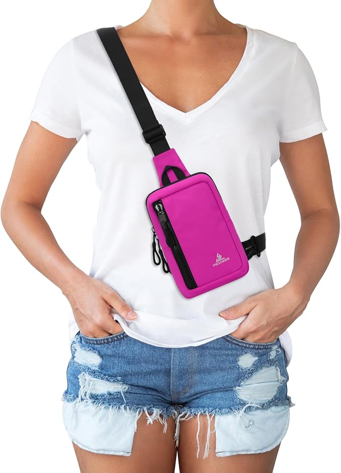 Peicees Small Crossbody Bag for Men Women Mini Sling Bag Travel Running Phone Daypack Cross Body Shoulder Bags, 2 Sizes, Small Rose
