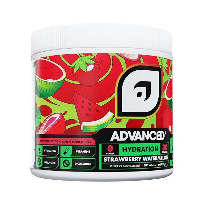 Advanced Hydration High-Performance Electrolyte Drink Mix with B Vitamins for All-Day Hydration - Caffeine Free, Zero Calories, Sugar Free, & Keto Friendly - (30 Servings, Strawberry Watermelon)