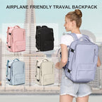 Carry on Travel Laptop Backpack Personal Item Size for Women Men Flight Approved,Backpack for Women Travel Bag Hiking Outdoor Sports Rucksack Casual Daypack, Taro Purple