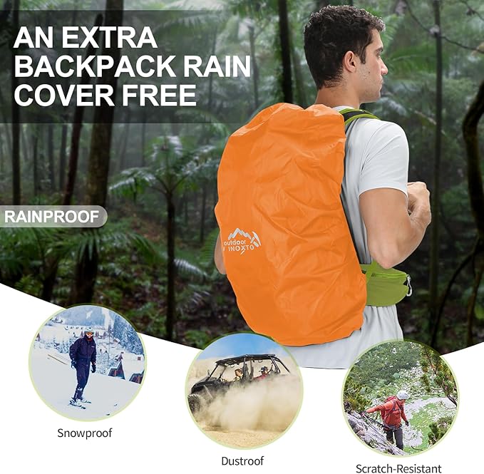 Hiking Backpack, Waterproof Hiking Daypack with 3L Water Bladder and Rain Cover, Lightweight Travel Camping Backpack for Men Women (Fruit green)
