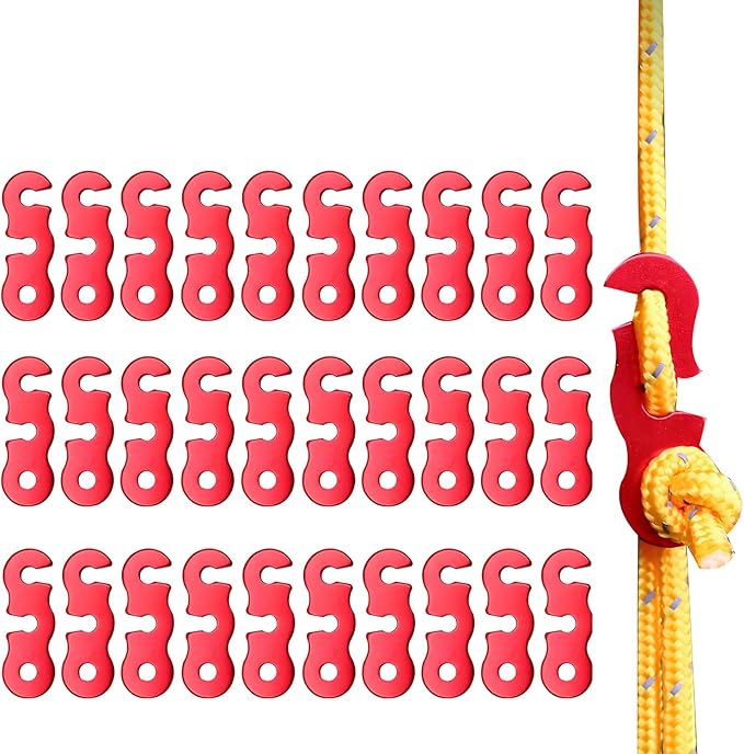 30Pcs Guyline Tensioner Aluminum Alloy Guy Line Cord Adjusters Tent Rope Tensioners Paracord Tensioner for Outdoor Tent Camping Hiking Accessories