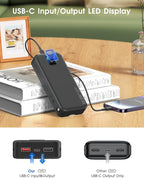 Portable Power Bank, 20000mAh 22.5W Fast Charging Phone Charger with Built-in Cables & Wall Plug, Travel Essential Battery Pack with LED Display, USB C Battery Charging Bank for iPhone, Samsung Black