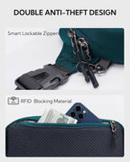 WATERFLY Lightweight Small Fanny Pack: 1.5L Mini Slim Crossbody Waist Belt Hip Bag with RFID Blocking, Anti-Theft & Water Resistant Pouch for Women Men Travel Hiking Running Walking EDC