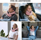 Neck Travel Pillows for Airplanes Memory Foam Neck Comfort Pillow Compact Ergonomic Design Sleeping Essentials for Long Flights Car Rides and Home Use (Pink)