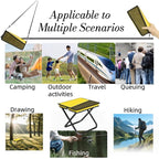 Portable Ultralight Foldable Stool, Camping Chair Fishing Stool, Handbag Style Pocket Foldable, Supports 330lbs for Camping, Hiking, Backpacking, Picnic, Outdoor & Travel (Yellow, Large)