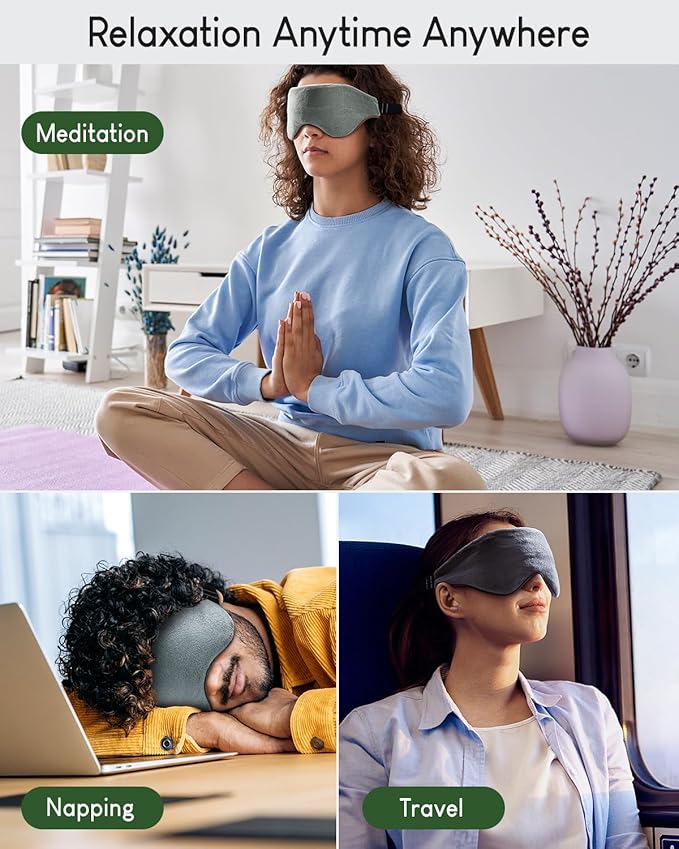 Sivio Weighted Eye Mask for Sleeping, Cooling & Cozy Reversible Blackout Sleep Mask for Women & Men, Microwave Freezable Heavy Blindfold for Migraine, Travel, Meditation, Mothers Day Gift 0.55lb, Grey