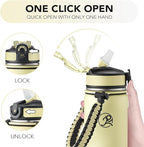 GOSWAG Insulated Sports Water Bottle, 24oz 2 Lids(with Straw/No Straw), Stainless Steel Water Bottles with Paracord Handle, Insulated Bottle with Double-Wall Vacuum Insulation