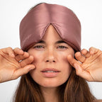 DROWSY Silk Sleep Mask Set - Face-Hugging, Padded Silk Cocoon for Luxury Sleep in Total Darkness - Eye Masks for Sleeping & Travel, 100% Pure Mulberry Silk, Adjustable - Blue & Rose (Set of 2)